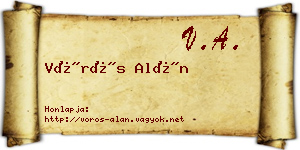 Vörös Alán névjegykártya